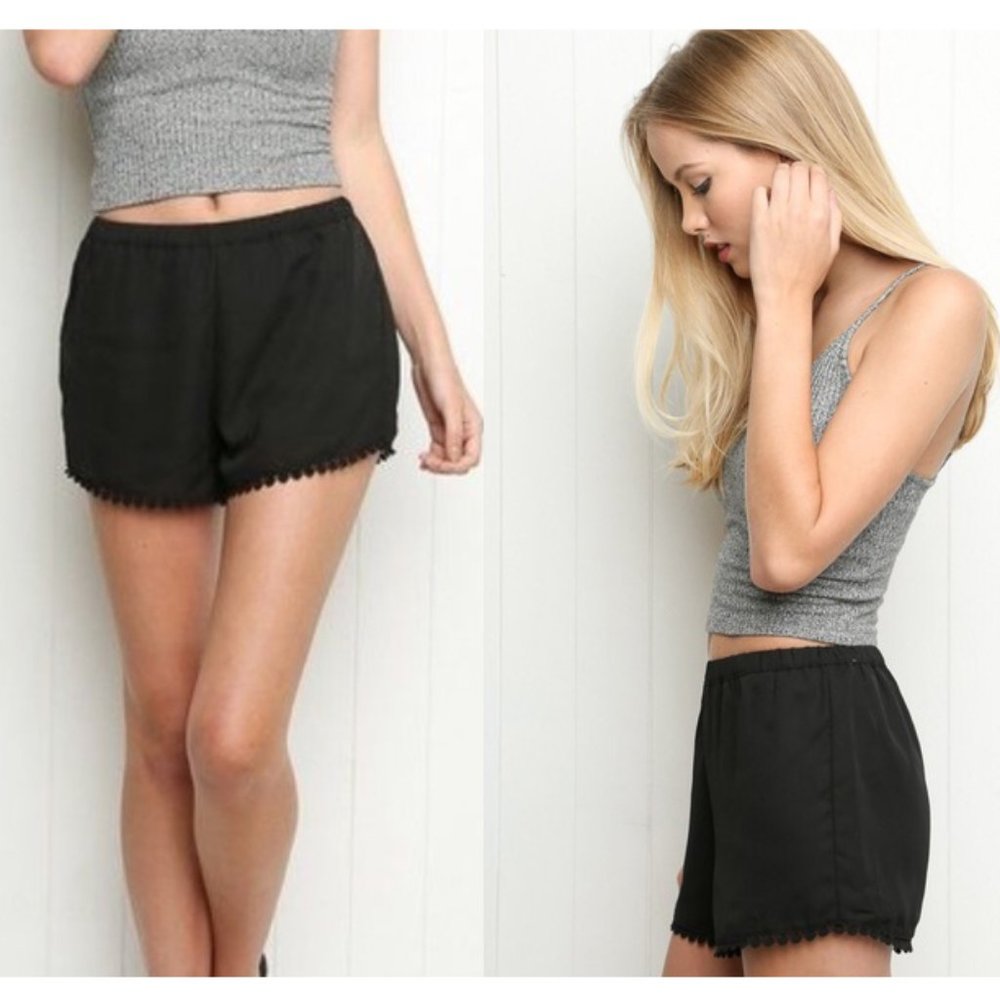 Brandy Melville Leticia Black Shorts Lace Trim